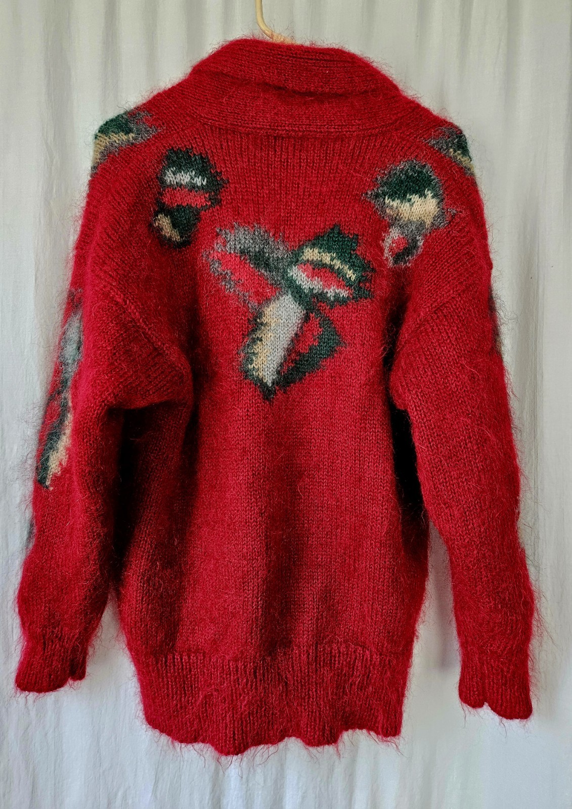 Vintage Harve Bernard Mohair Red Sweater Cardigan Womans 42 inch Chest
