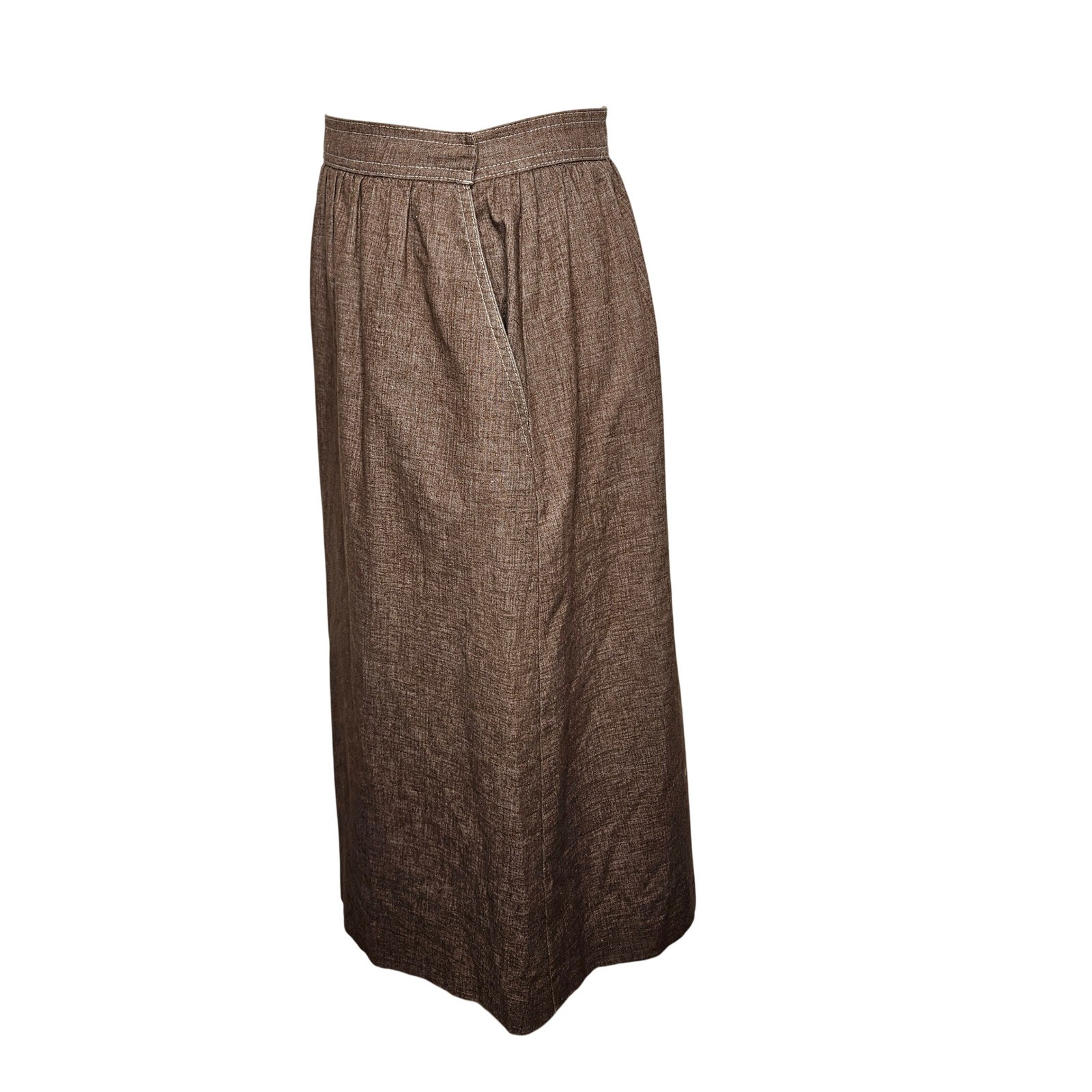 Vintage Country Suburbans Brown Textured Midi Skirt Made in USA ILGWU Size Sm