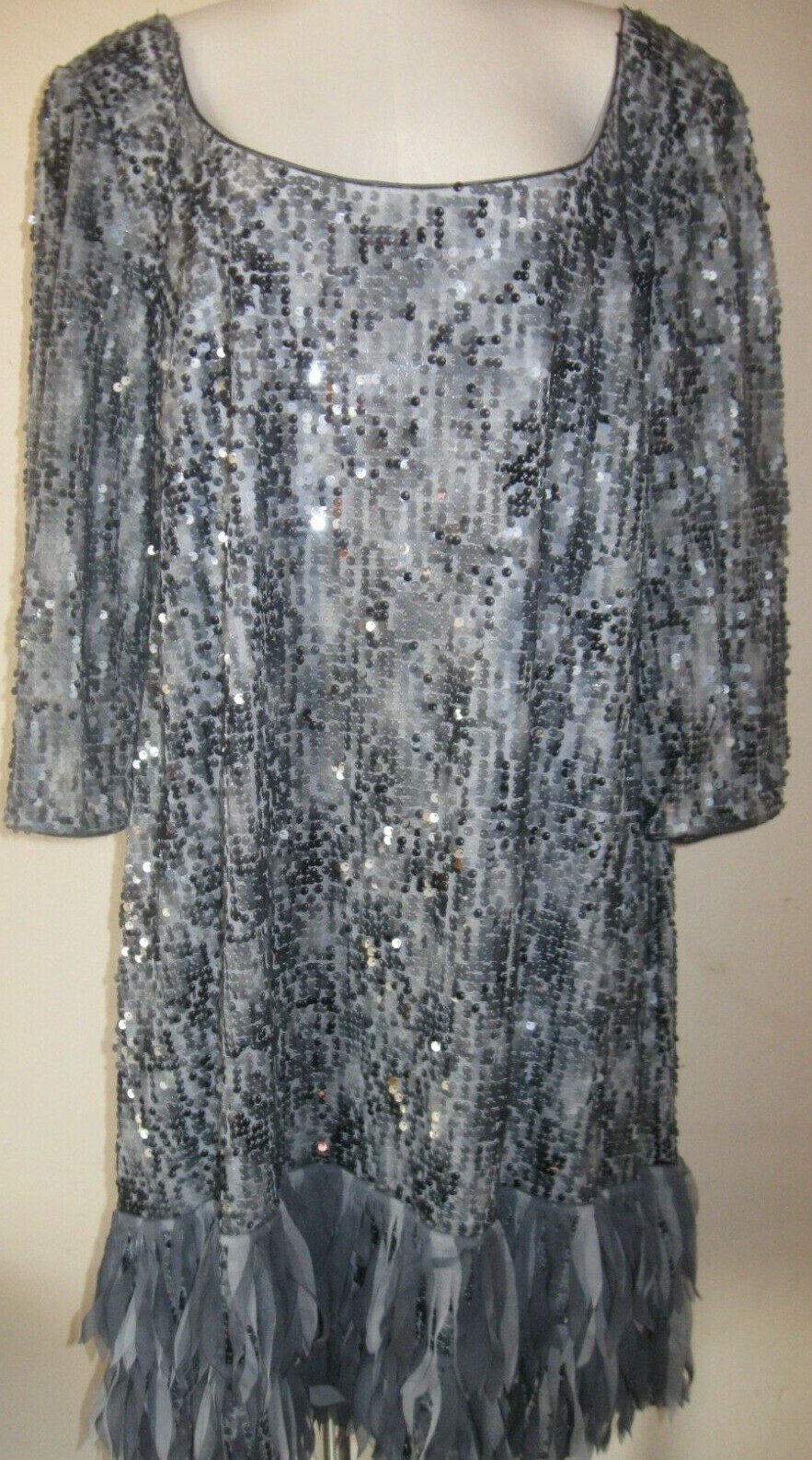Vintage Silver Sequin Dress Ignite Evening wispy Sparkle Glitzy Dance Dressy 24W