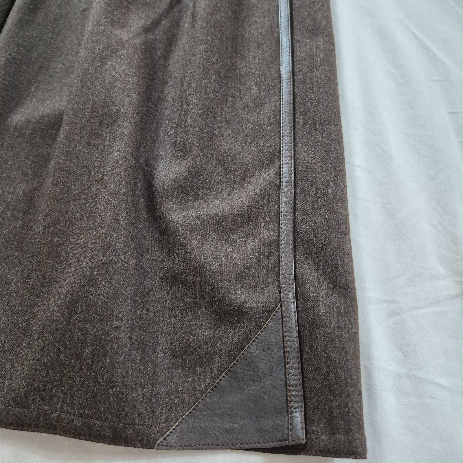 Vintage ESCADA Skirt Made in West Germany Wool Cashmere Leather Brown Midi S
