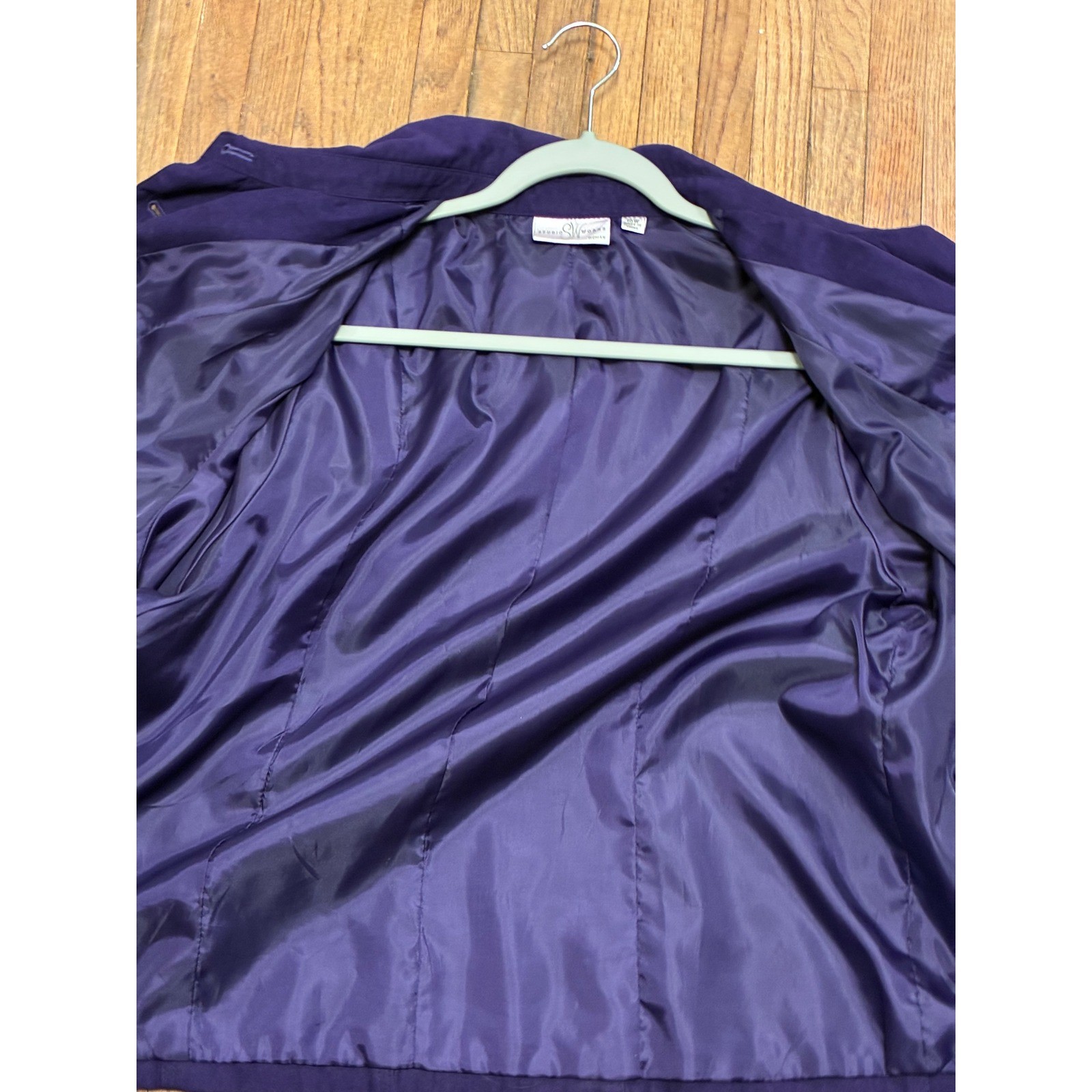 Studio Works Vintage Purple Ultra Suede Jacket Button Front Utility Blazer 16W