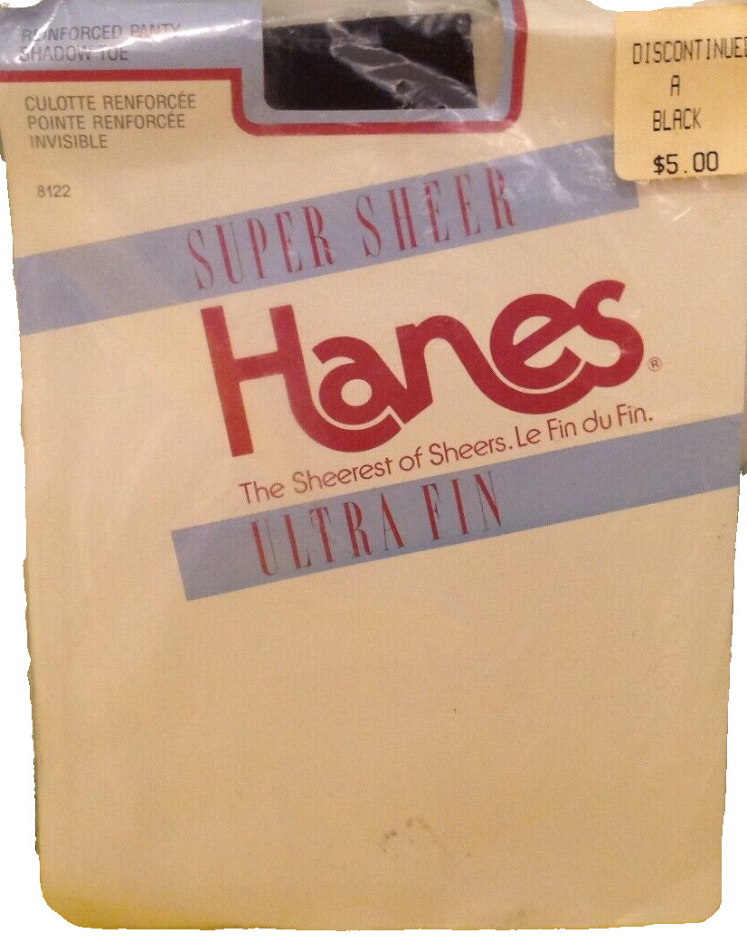 Vintage Pantyhose Hanes Super Sheer Color Black size A B006C