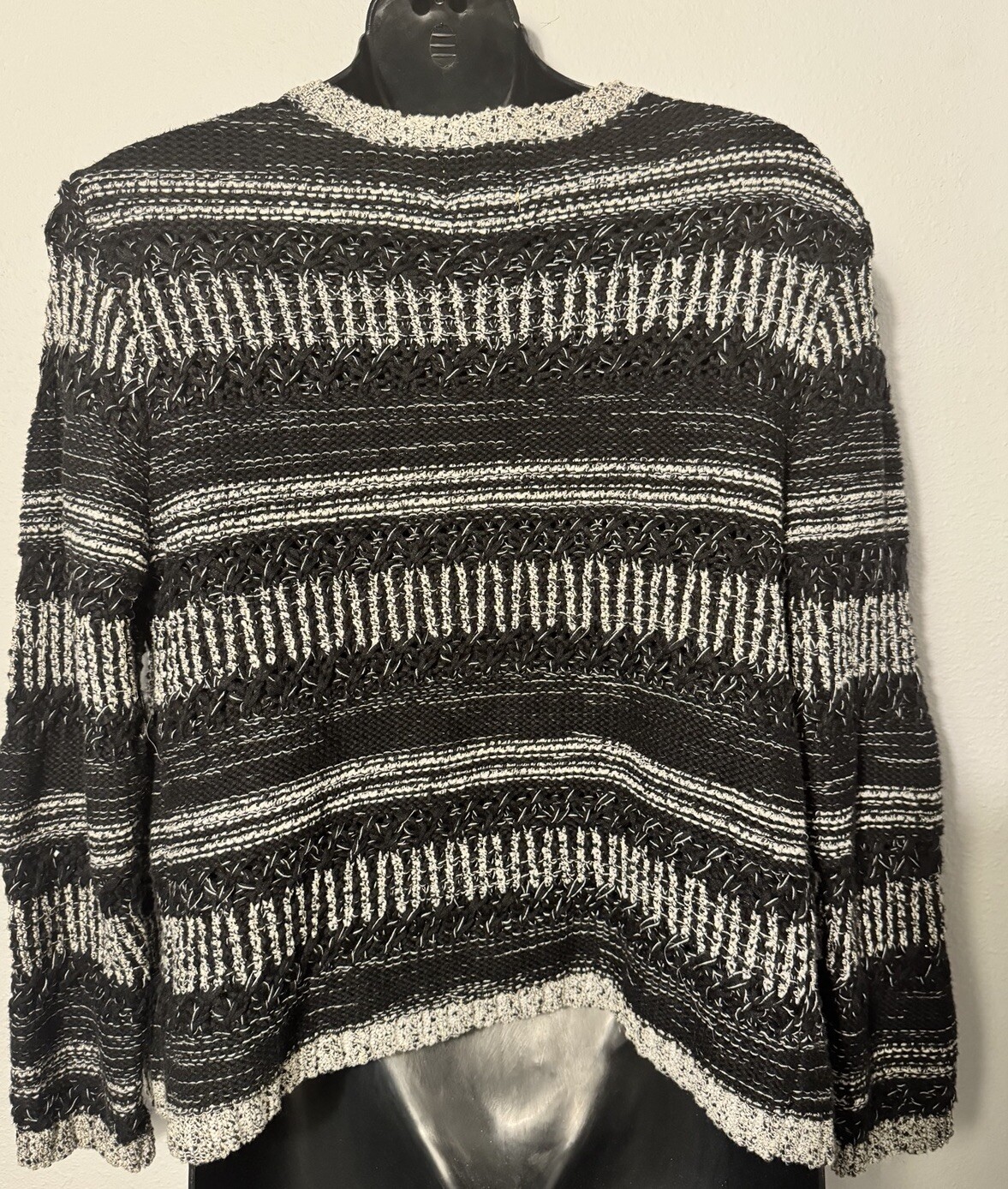 Ruby Rd. Cardigan Jacket Open Frade Black White Sz PS