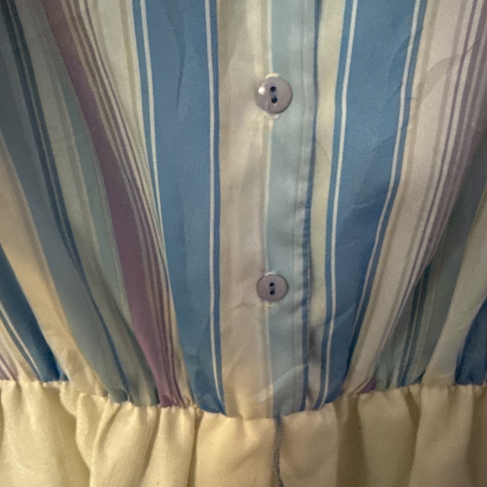 VTG TAURUS II Secretary Shirt Dress Striped Blue Purple Top PTP 19” White Bottom