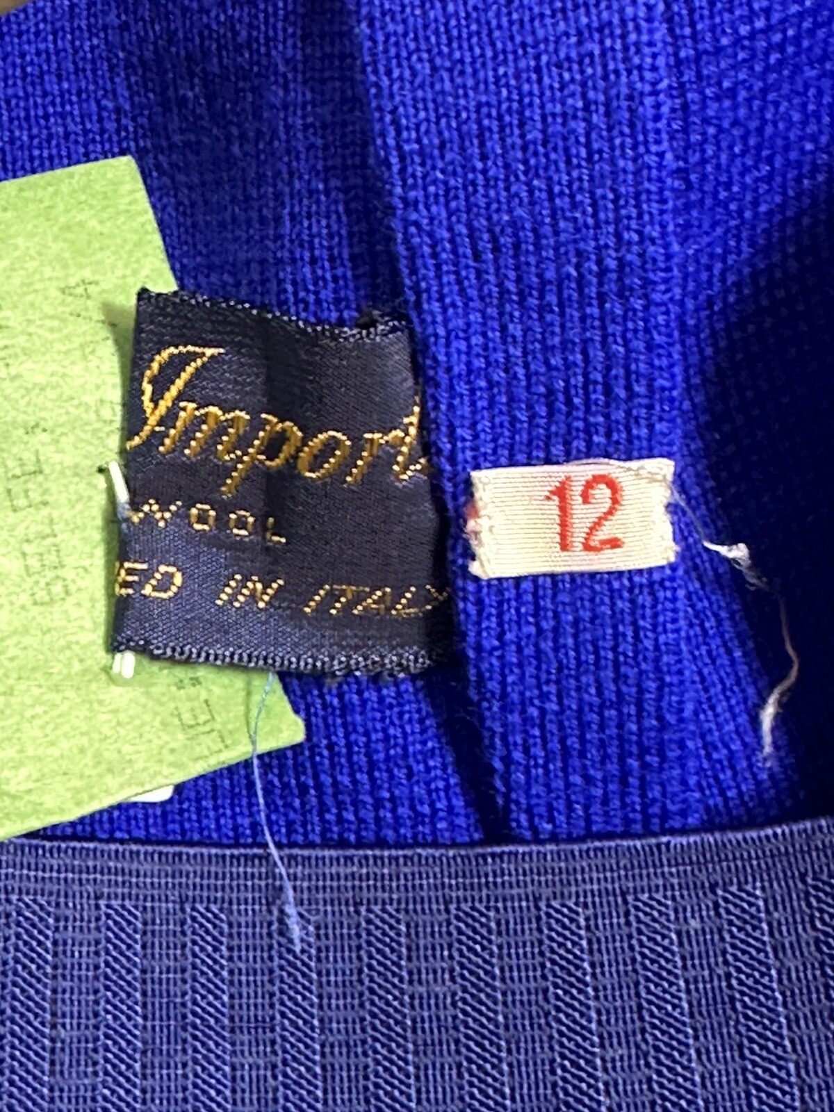 50s Amalfi Imports 3 Pc Italian Wool Knit Womens Suit Blue Pencil Skirt Sz L 12
