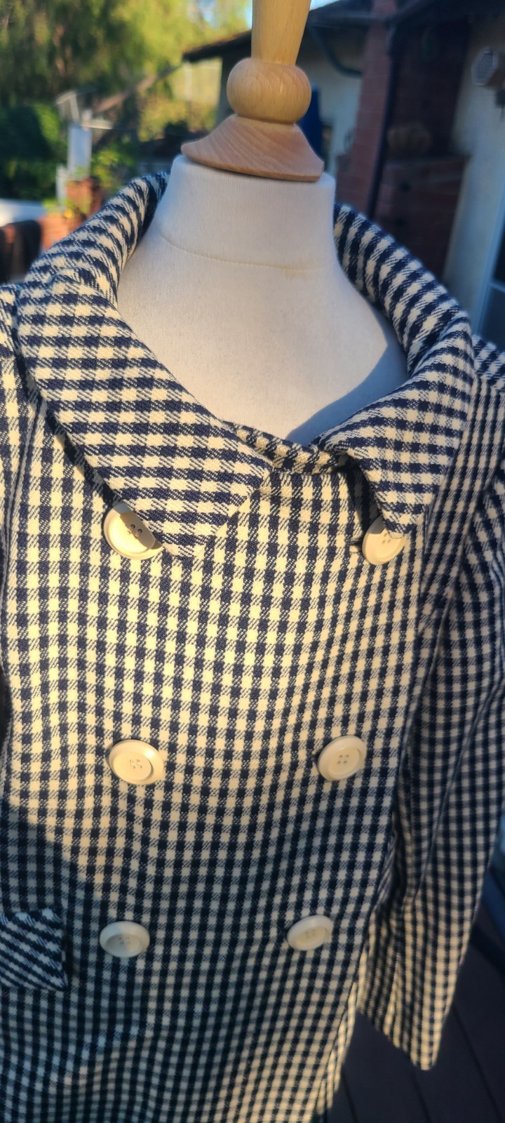 1960s Vintage Double Breasted Gingham Coat Stunningly Beautiful! Small