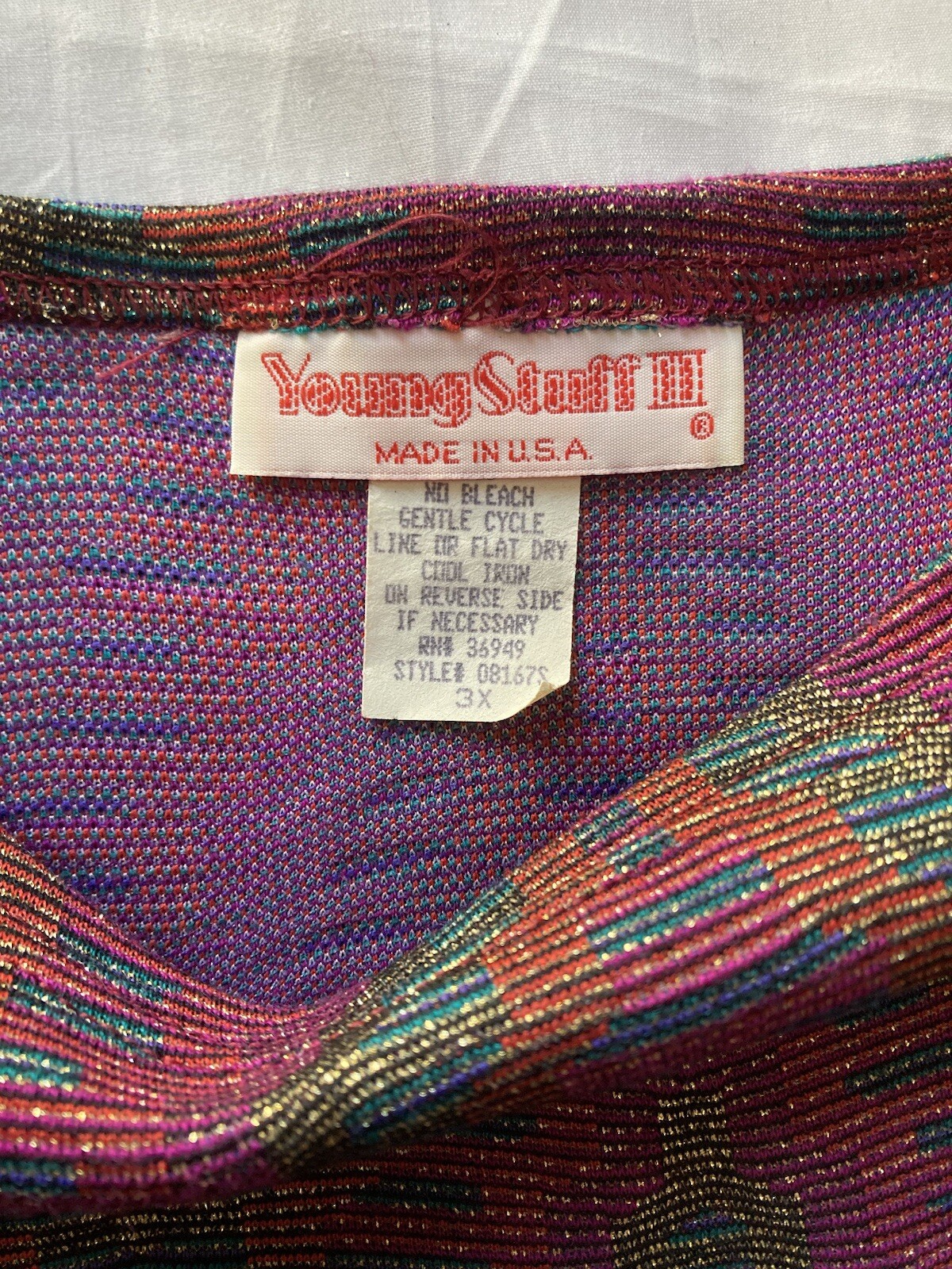 VTG 80s Women’s Young Stuff II Glitter Metallic Multi Color Blouse Top Size 3X