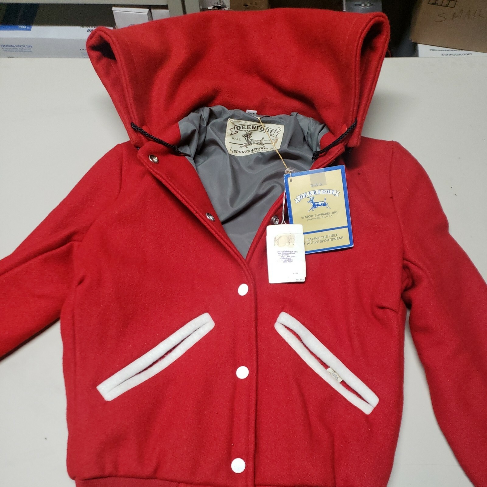 Vintage Ladies Wool Varsity Jacket with Zippered Cadet collar ~ Deerfoot Size 10