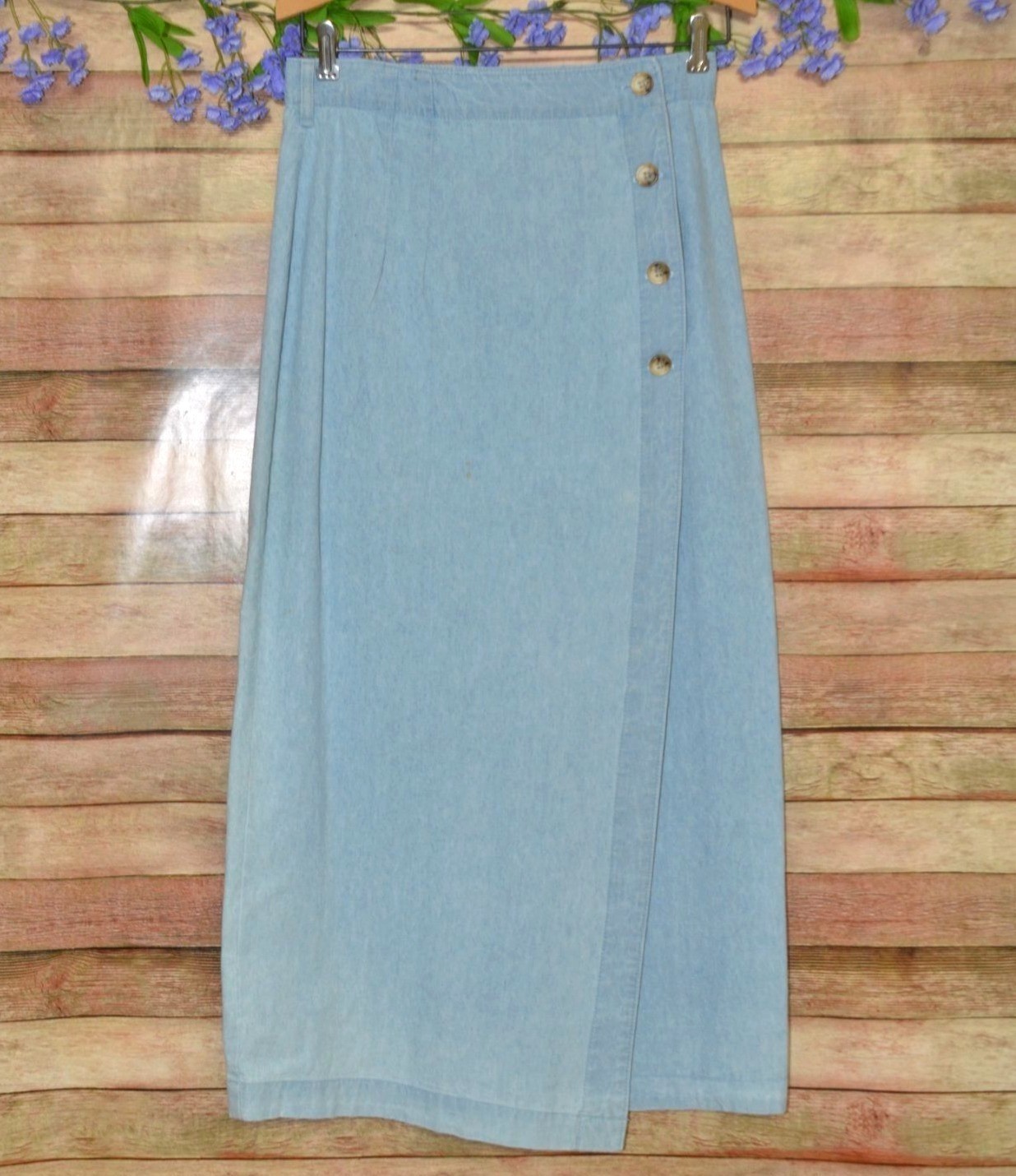 Vintage Gotcha Covered Denim Wrap Skirt Size 6 Made in USA 80s 90s Boho Western
