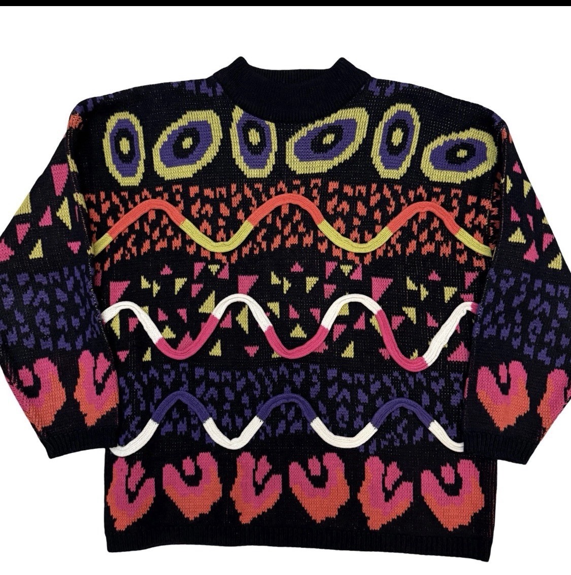 Vintage Jamie Scott 80s Abstract Geometric Sweater Made In Korea L Retro Funky
