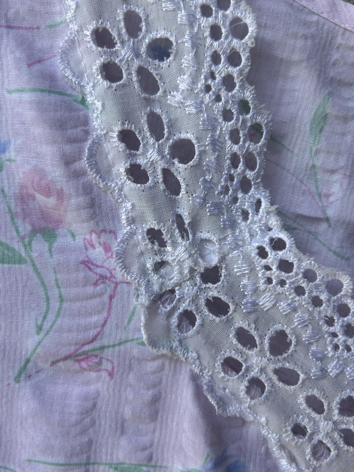 Vintage CHARACTER Duster House Dress Robe Large Pink Multi Floral Sheersucker