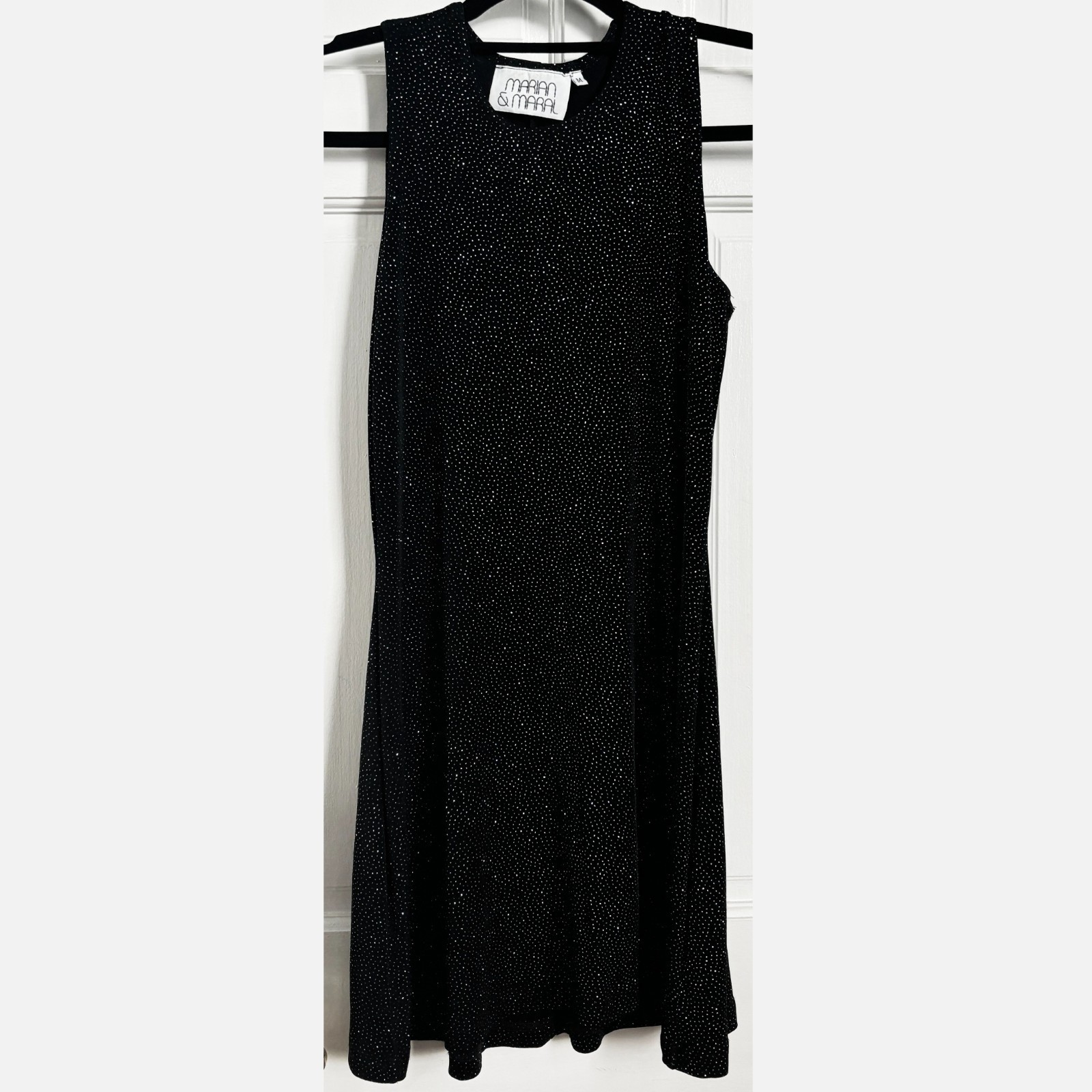 Marian & Maral Dress Sparkle Glitter Black 90s Vintage Stretchy Short Sleeveless