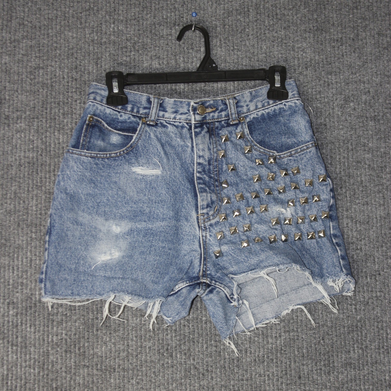 Vintage Lawman Studded Denim Shorts Womens 9 Blue Distressed Punk Edgy Y2K