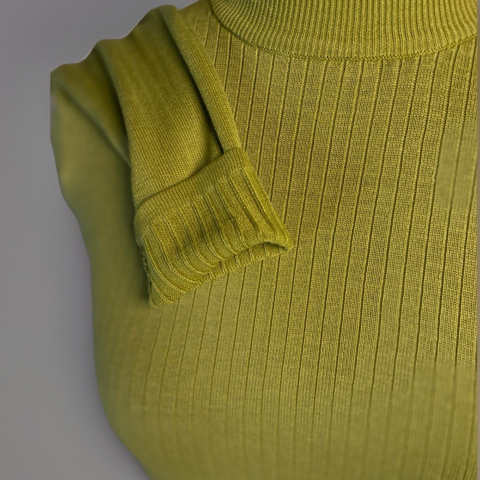Vintage 80s 90s Size Sm 100% Silk Ribbed Knitwear Lime Sweater Stephanie Andrews