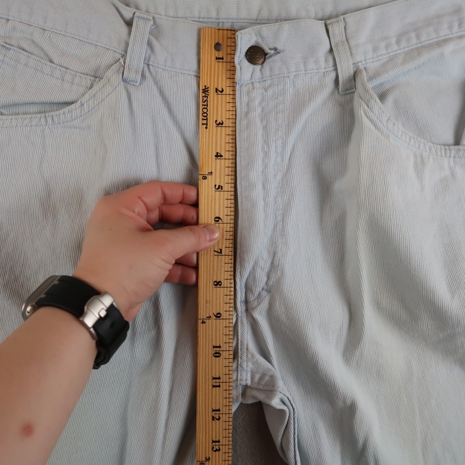 Vintage 70s Oshkosh B’Gosh 35×31 Powder Blue Corduroy Bell Bottoms Unisex Flare