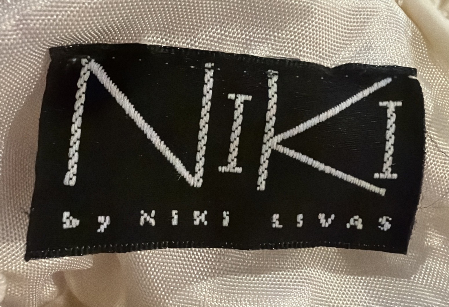 VTG 90’s NIKI by Niki Livas Ivory Laced Overlay Beaded Sequined Maxi Dress 10