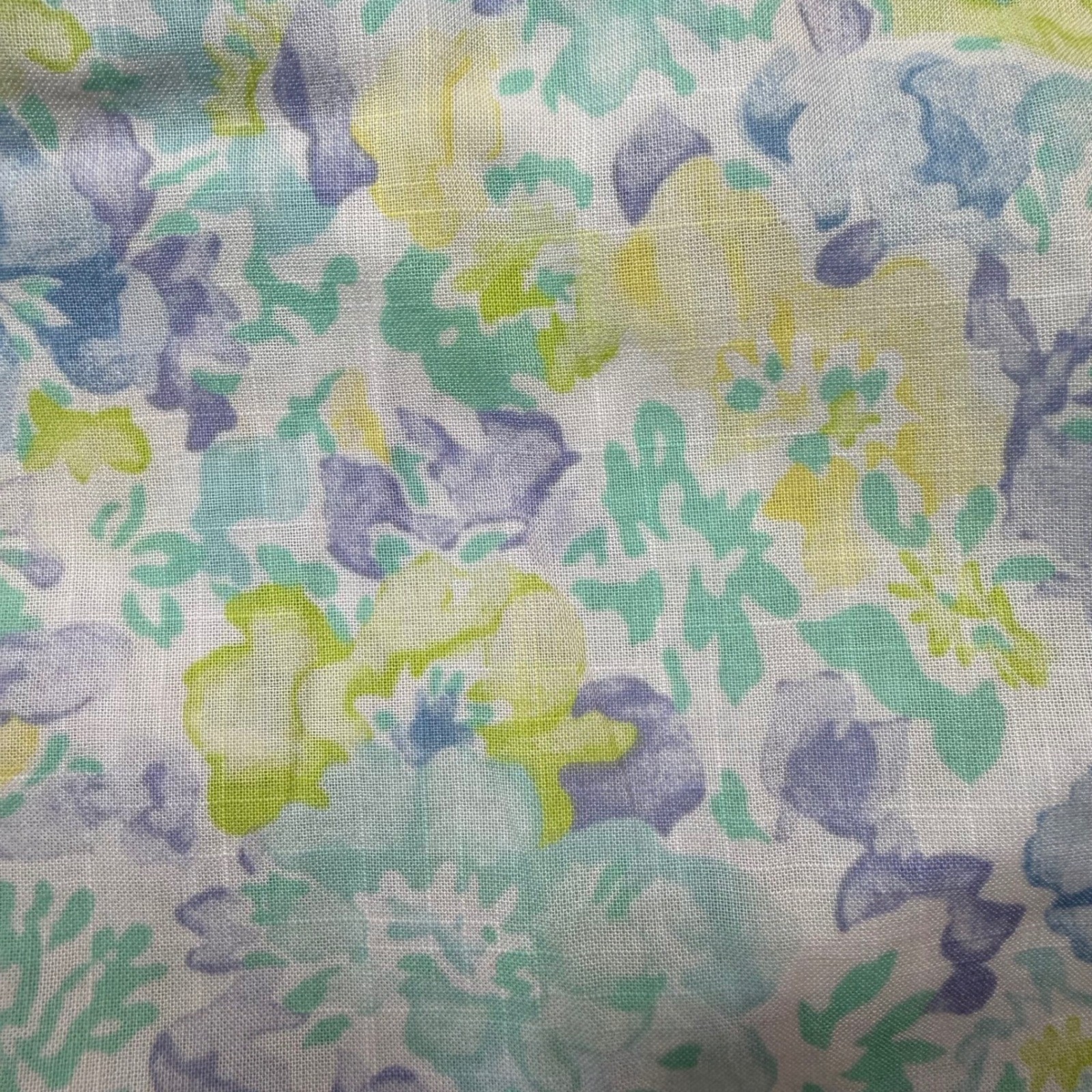 Vintage 90s Floral Midi Skirt Pastel Blue Green Yellow Elastic Waist Size S/M