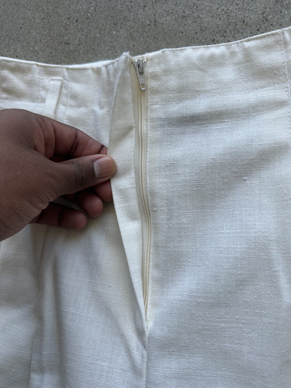 Vintage 70s Panther White Pleated Polyester Rayon & Flax Pants Sz 14 Union Made