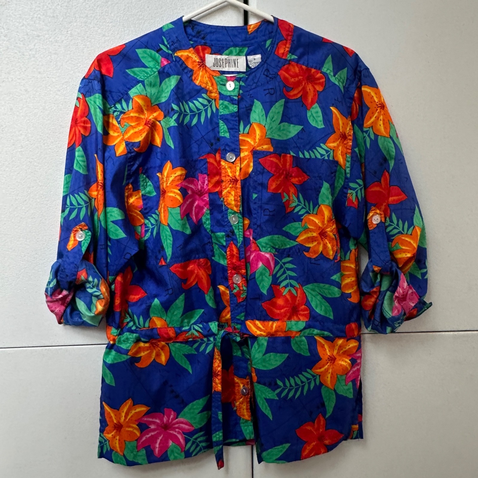 VTG Josephine SM-MED Tropical Hibiscus Floral Shirt 90s Coastal Grandmacore