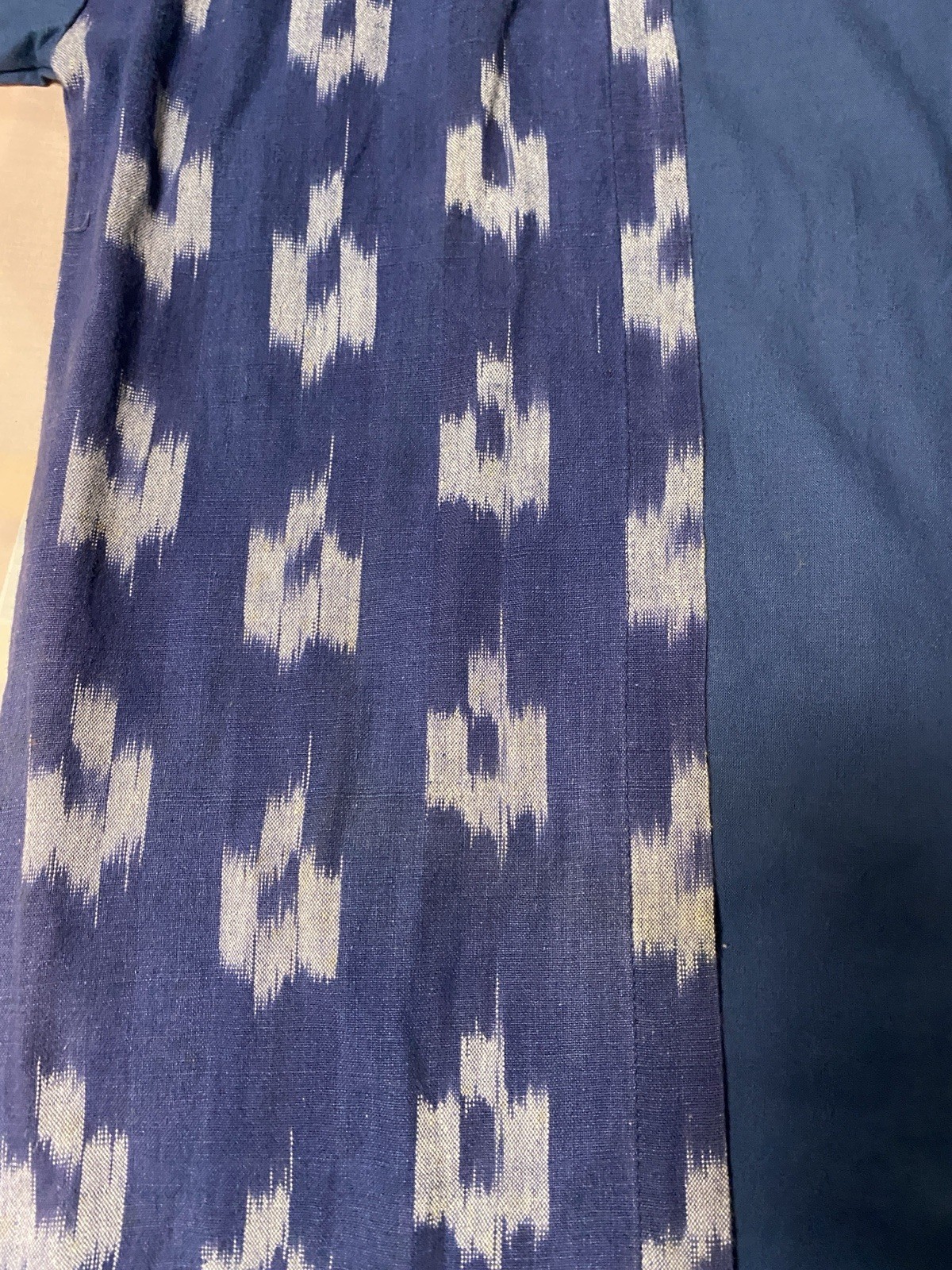 Vintage Kasuri Hawaii Japanese Kasuri Ikat Tunic Shift Dress Blue Cotton S or M