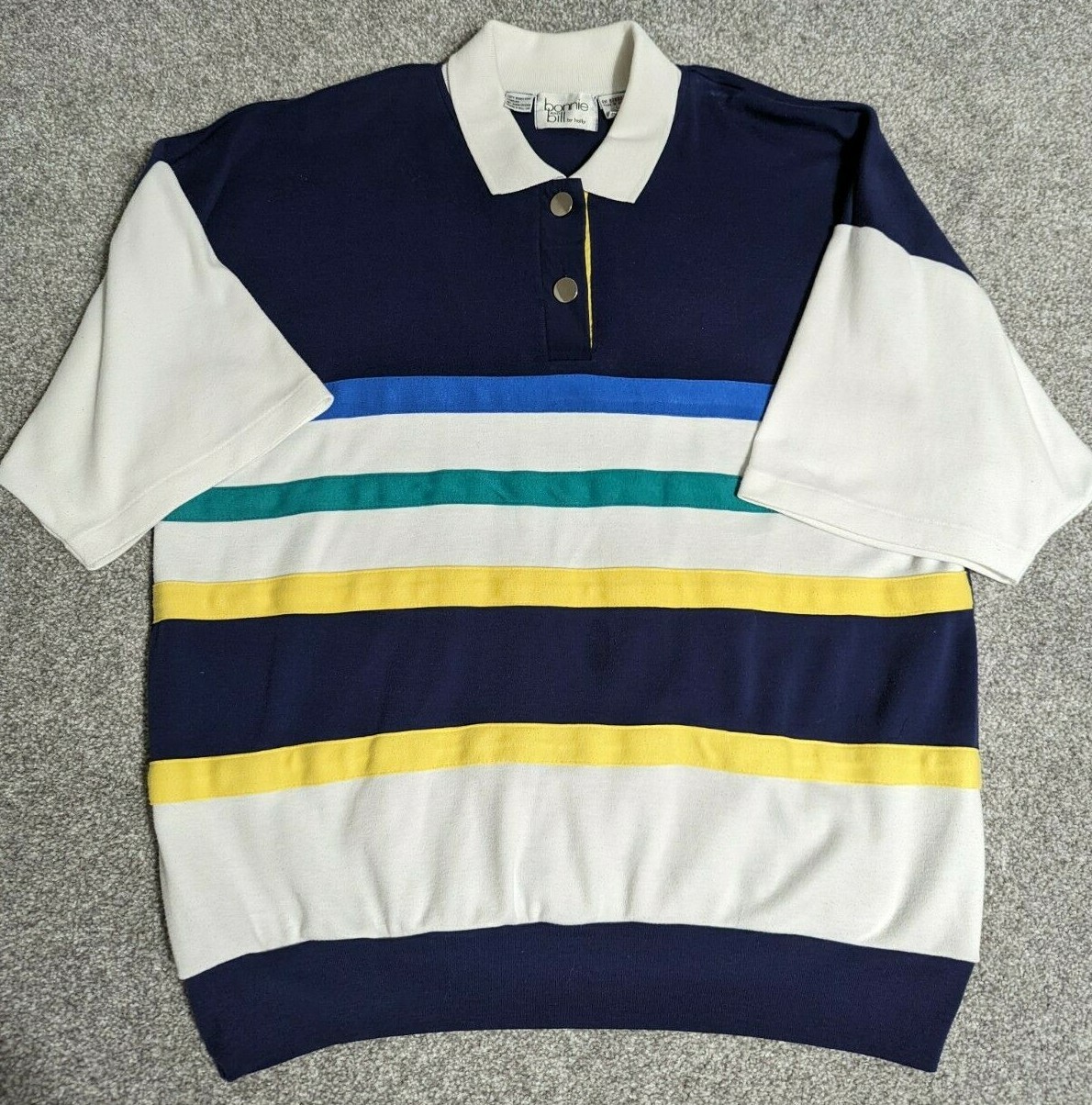 Vintage ’90s Bonnie and Bill by Holly Multicolor Polo Top w/ Metal Buttons L