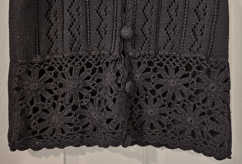VTG Romantic Expressions Sz M Sweater Vest~ Knit~ Boho~ Black~Knit Cover Buttons