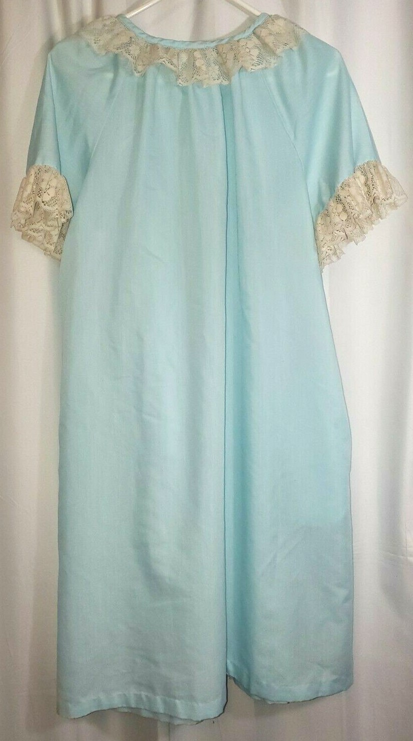 Vintage Dan-Ellen Women’s Blue House Dress Snap Front Small / Medium Robe