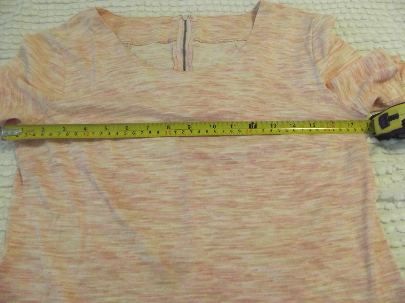 Vintage Hand Sewn simple Pull-Over shirt Back Zipper Size L/XL Pink Multi