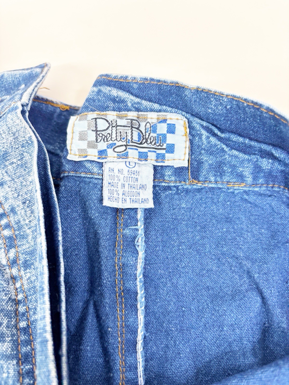 VTG Pretty Bleu Large Beaded Denim Button Shirt & Mom Jeans (26×26) Set GUC