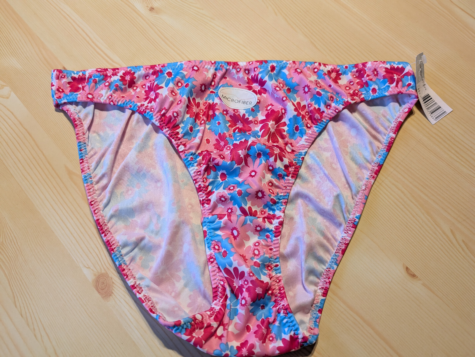 Vtg Y2K St Eve Intimates XL Panty Hong Kong Pink Floral Bikini Hi Cut Silky New