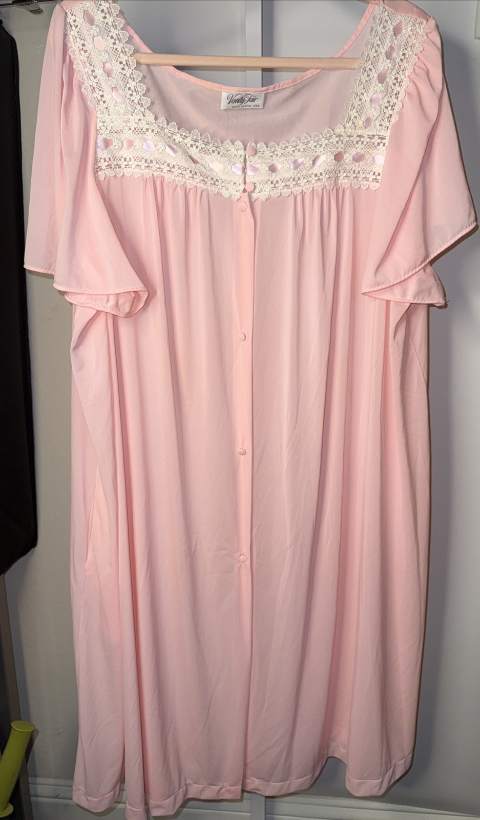 Vintage VANITY FAIR Pink Nightgown Lounge Dress XXL Made In USA