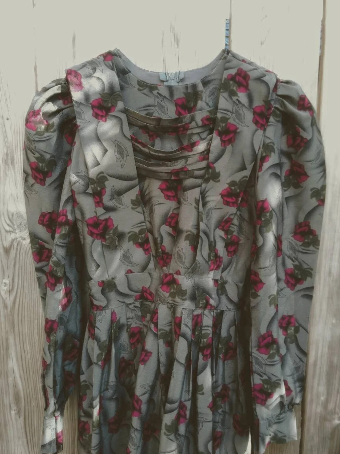 Amish Mennonite Dress Old Colony Girl Women XS 28″B 22″W Gray Pink Purple Rose