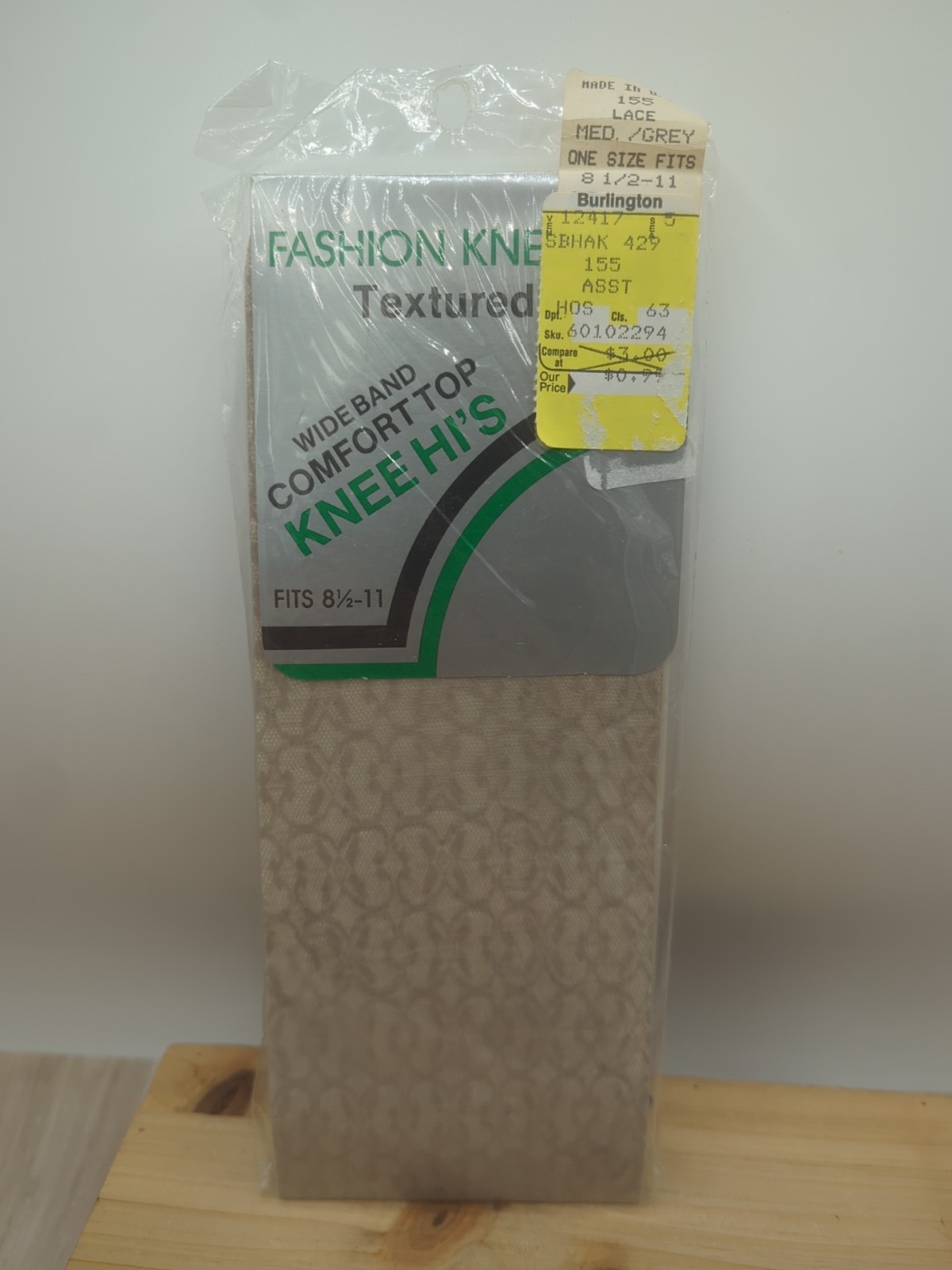Vintage Fashion Knee High Textured Hosiery USA Made Burlington 80’s