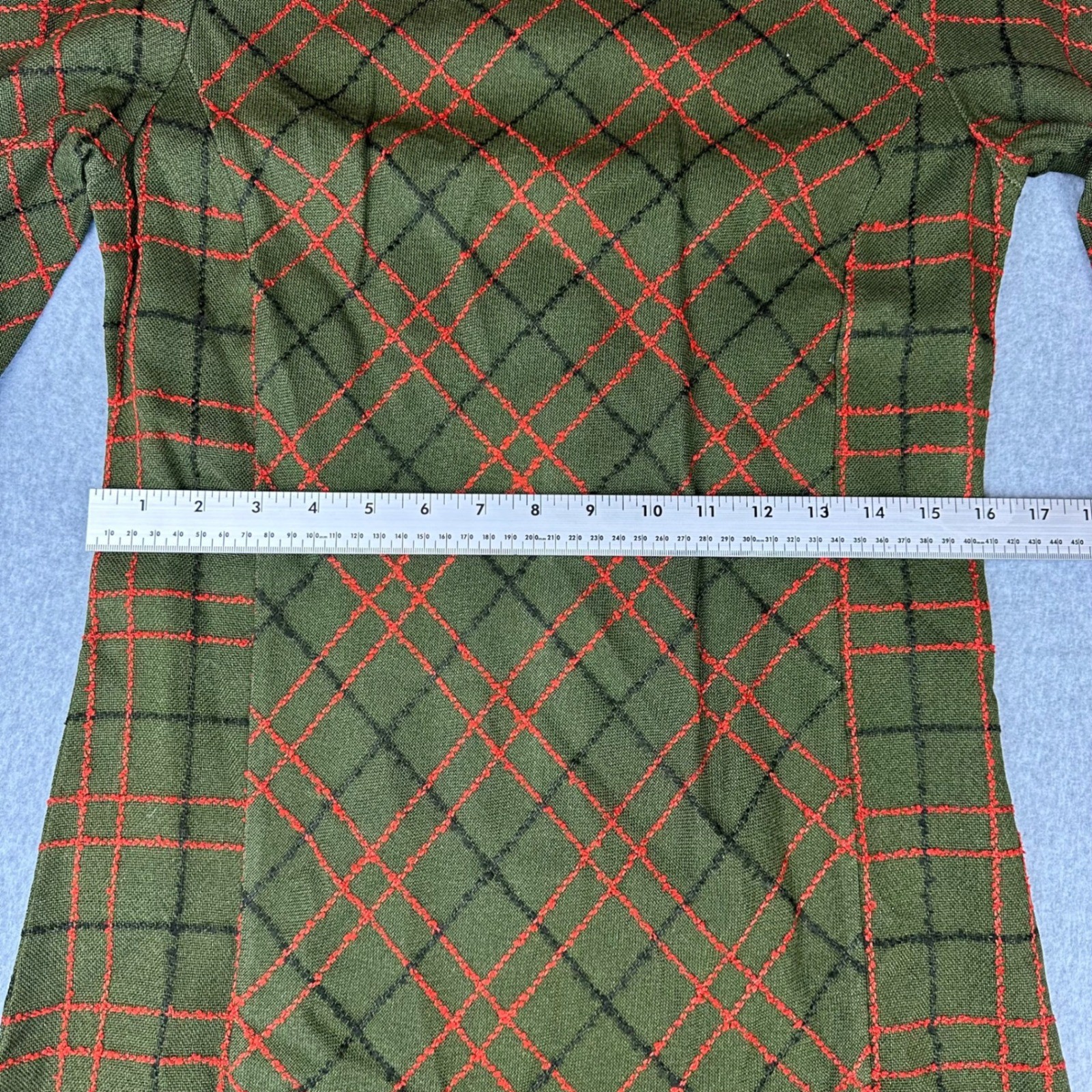 Vintage Dutchmaid Ephrata Green Plaid Shift Dress 3/4 Sleeve Talon Zip Size 32