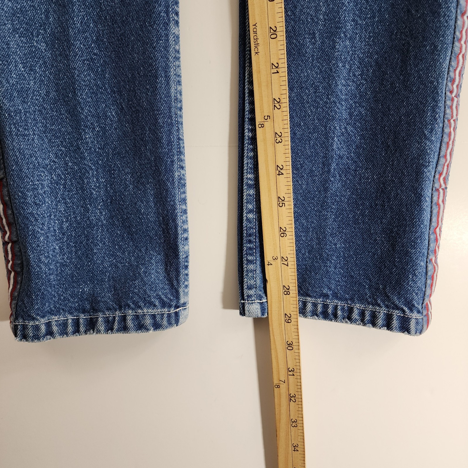 Vintage TOMMY HILFIGER Jeans Womens 5 Blue Patch Pockets Bareback Stripe 90s Y2K