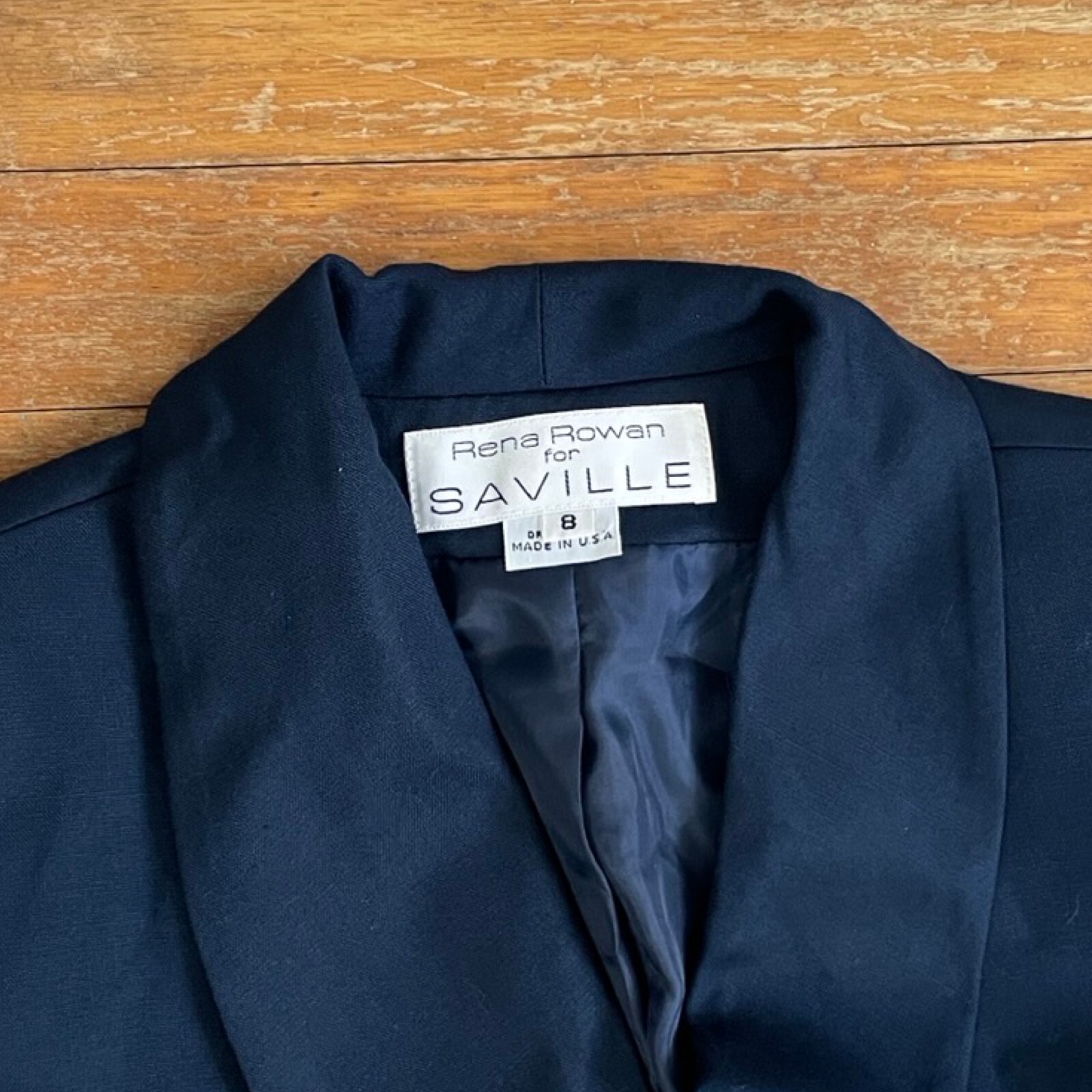 Vintage Double Breasted Blazer Size Small 80s Deep Blue Woven Rayon Sport Jacket