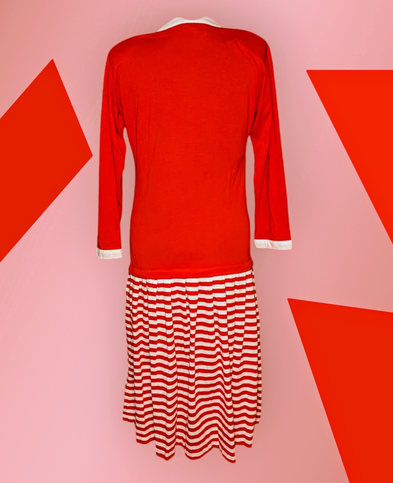 NUGGETS BRAND Button-Up MODEST Dress Orange STRIPED Stretch Women’s Medium