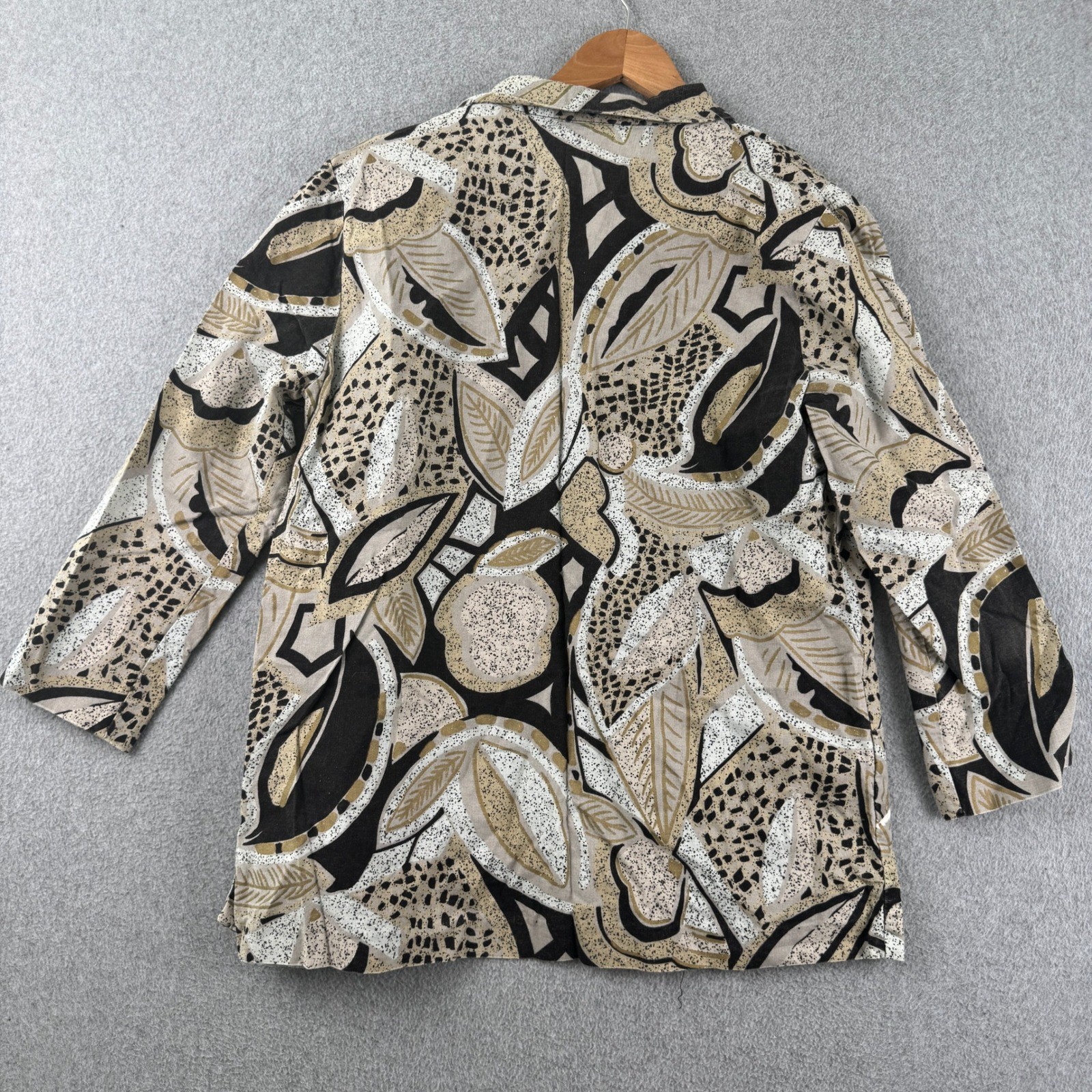 Copy Cats Button Up Shirt Womens L Multi Color Abstract Leaf Print Vintage USA