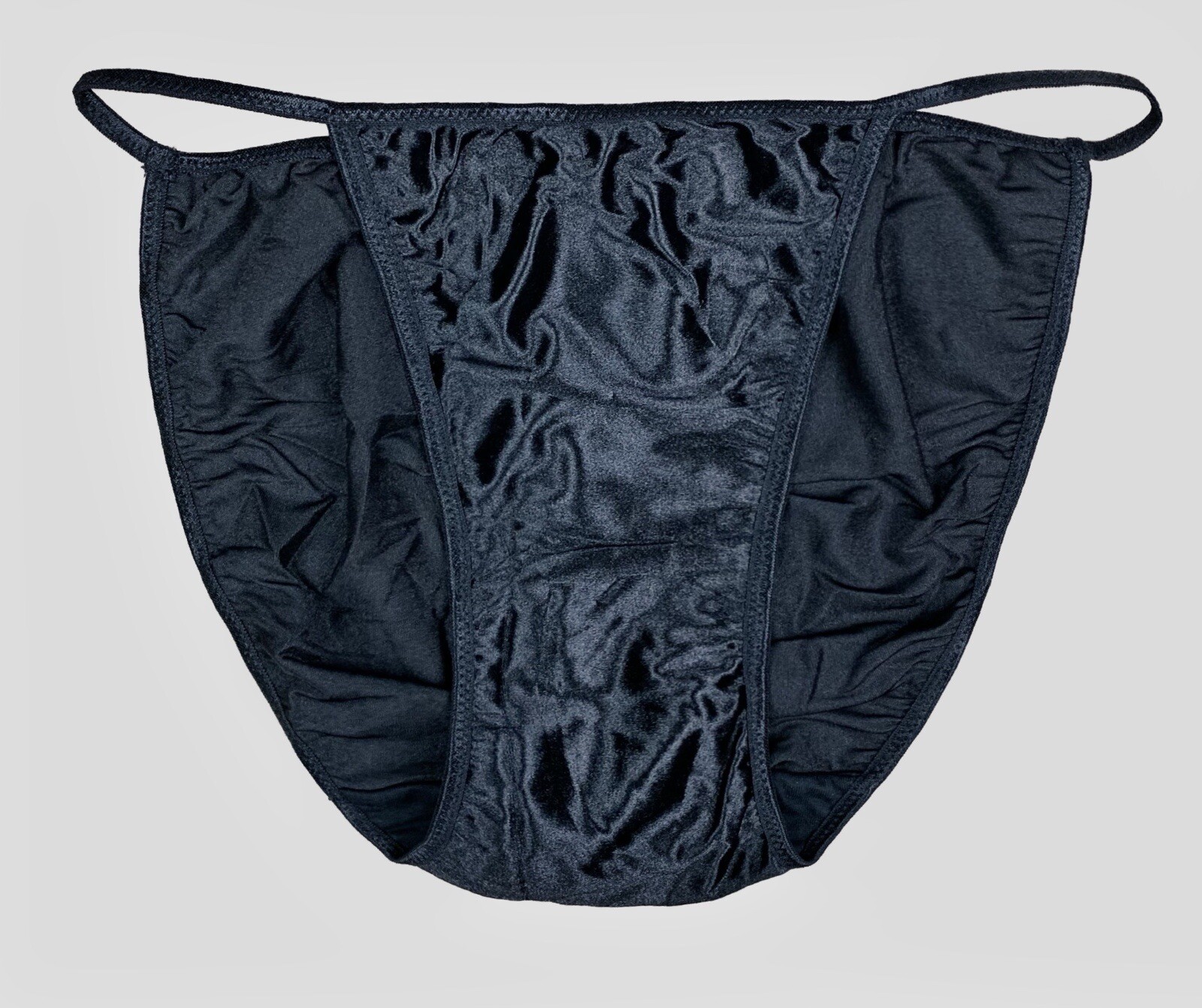 Second Skin Satin String Bikini Panties Black Medium