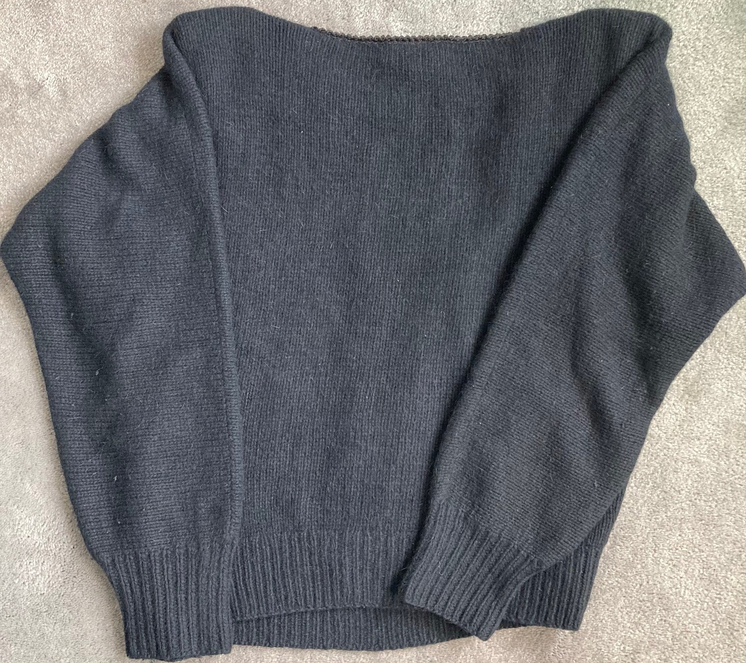 Vintage Suzelle Women’s Black Cable Knit Long Sleeve Pullover Sweater Size L