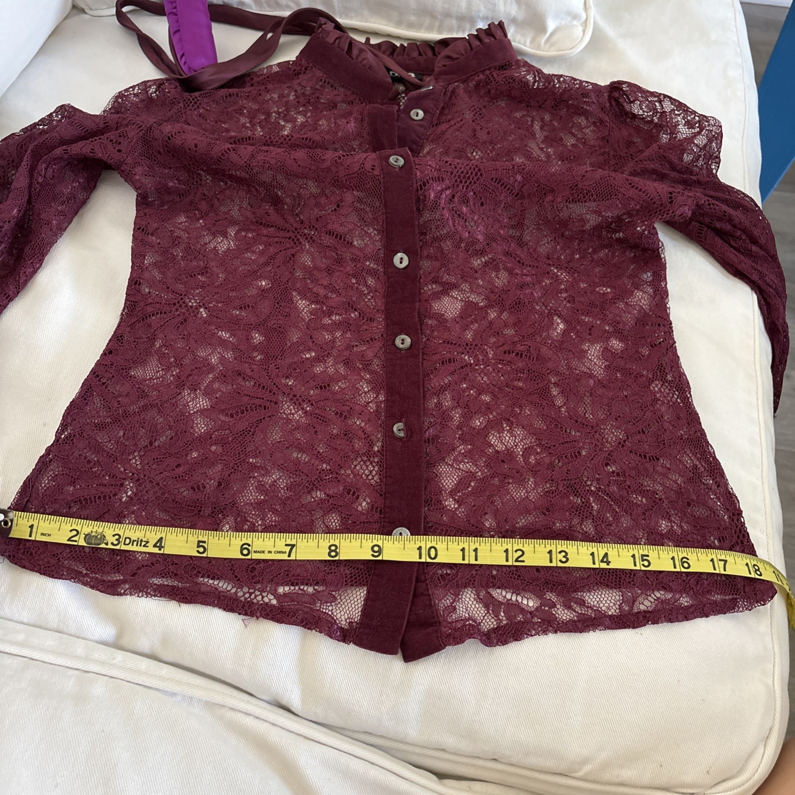 Vintage Dolce Gabbana D&G Silk Lace Mesh Long Sleeve Shirt Blouse Top Size 42