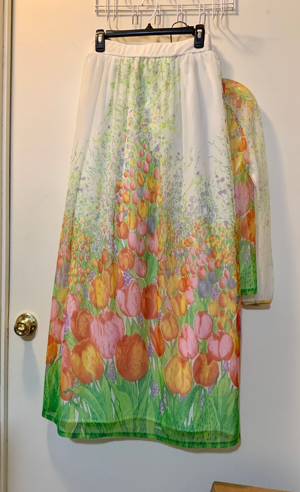 Vintage Wilroy Traveller Sheer Tulip Floral Garden Blouse & Maxi Skirt – 1960’s