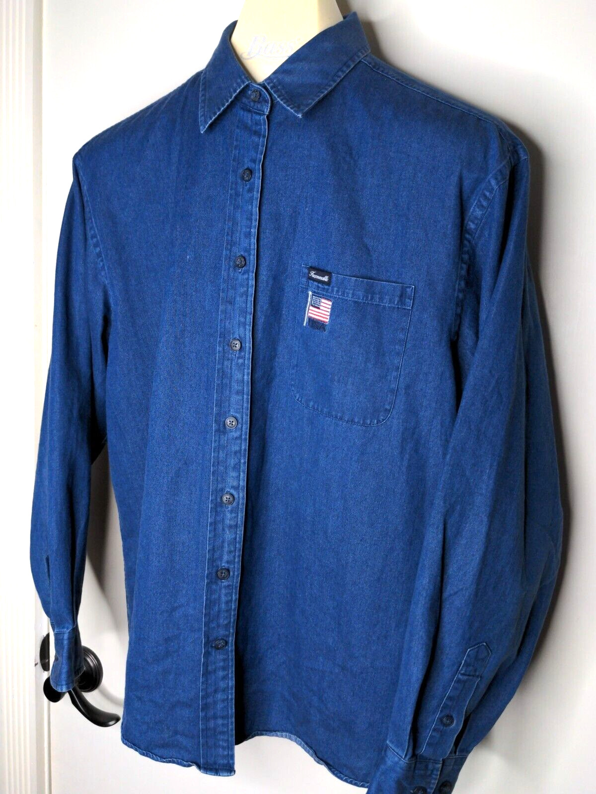 Vintage Women’s Large L/S Chambray Patriot Americana America US Flag Shirt Top