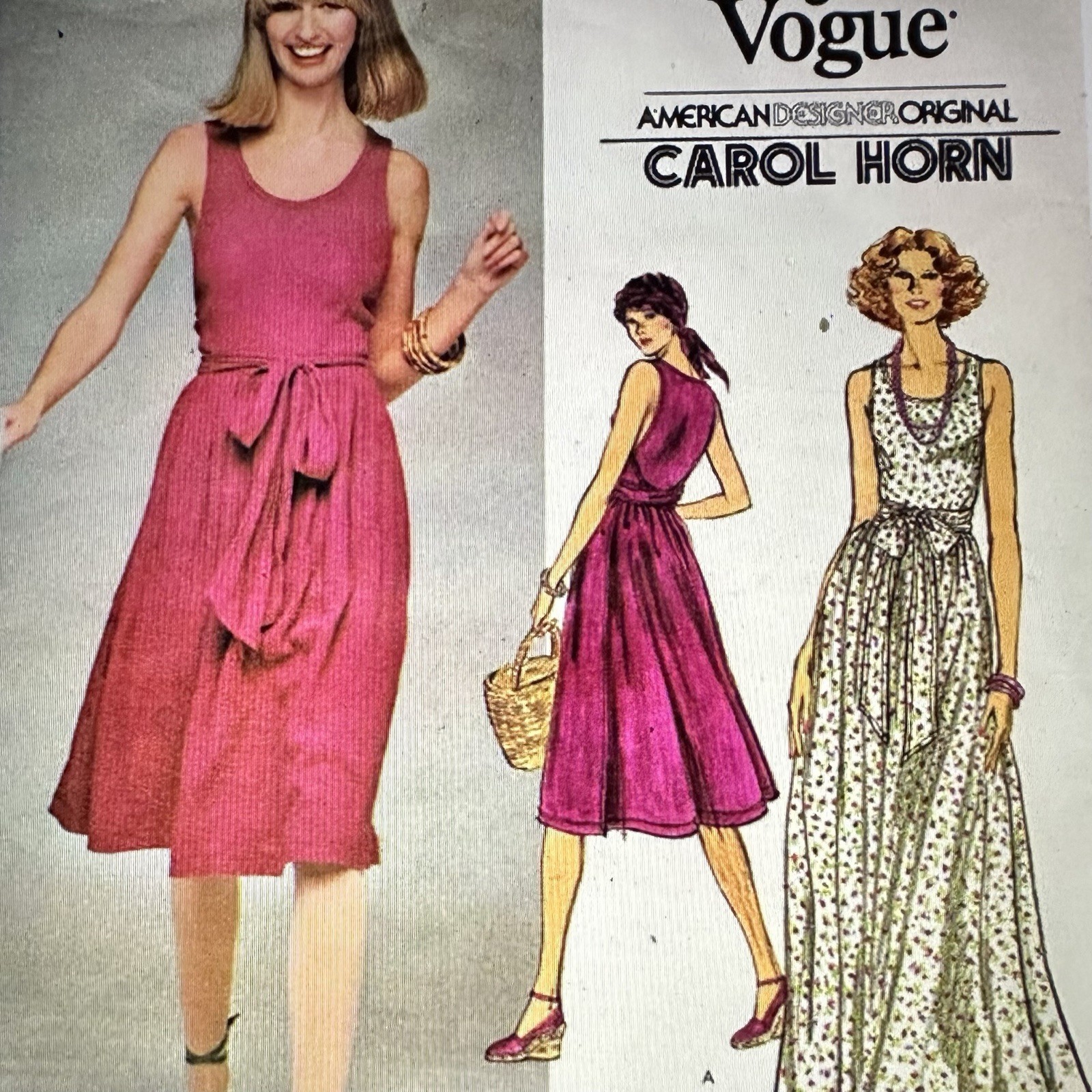 Vintage 70s Carol Horn Habitat Cotton Ikat Apron Wrap Dress Rare! M/L