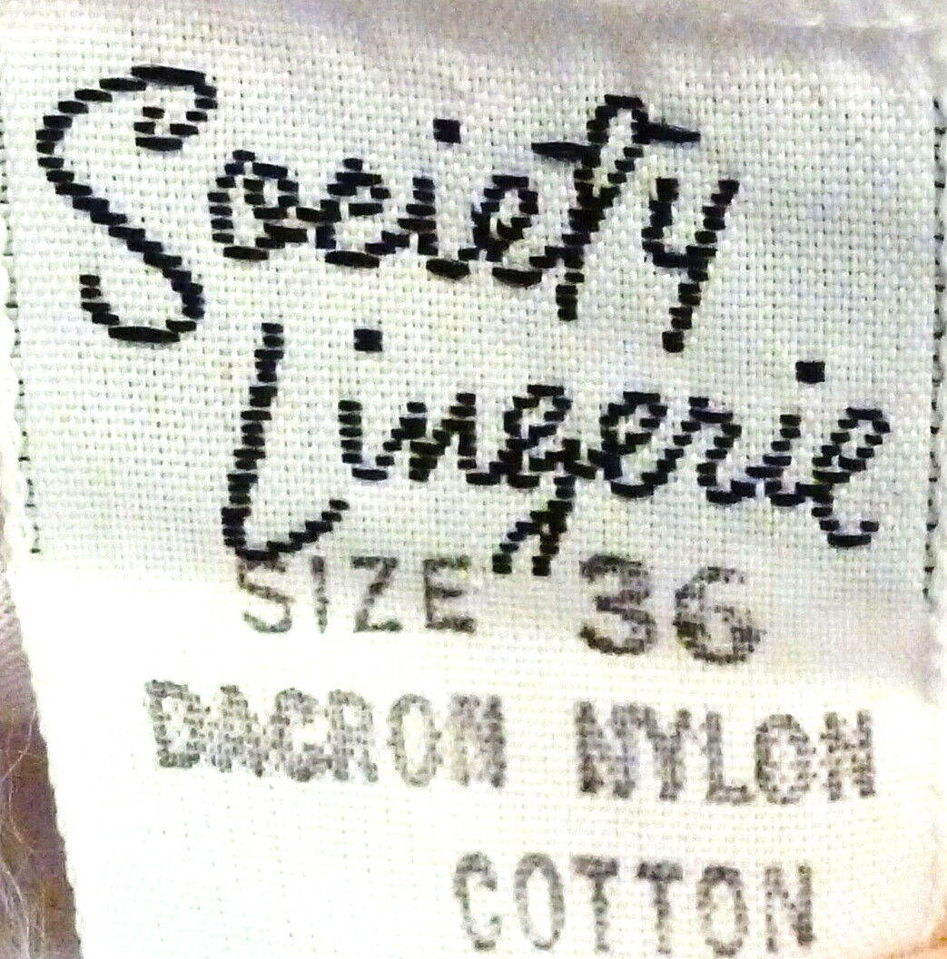 1950s SOCIETY COTTONY VTG WHITE SHADOW PANEL EMBROIDERED BUST FULL SLIP 36 38 EC