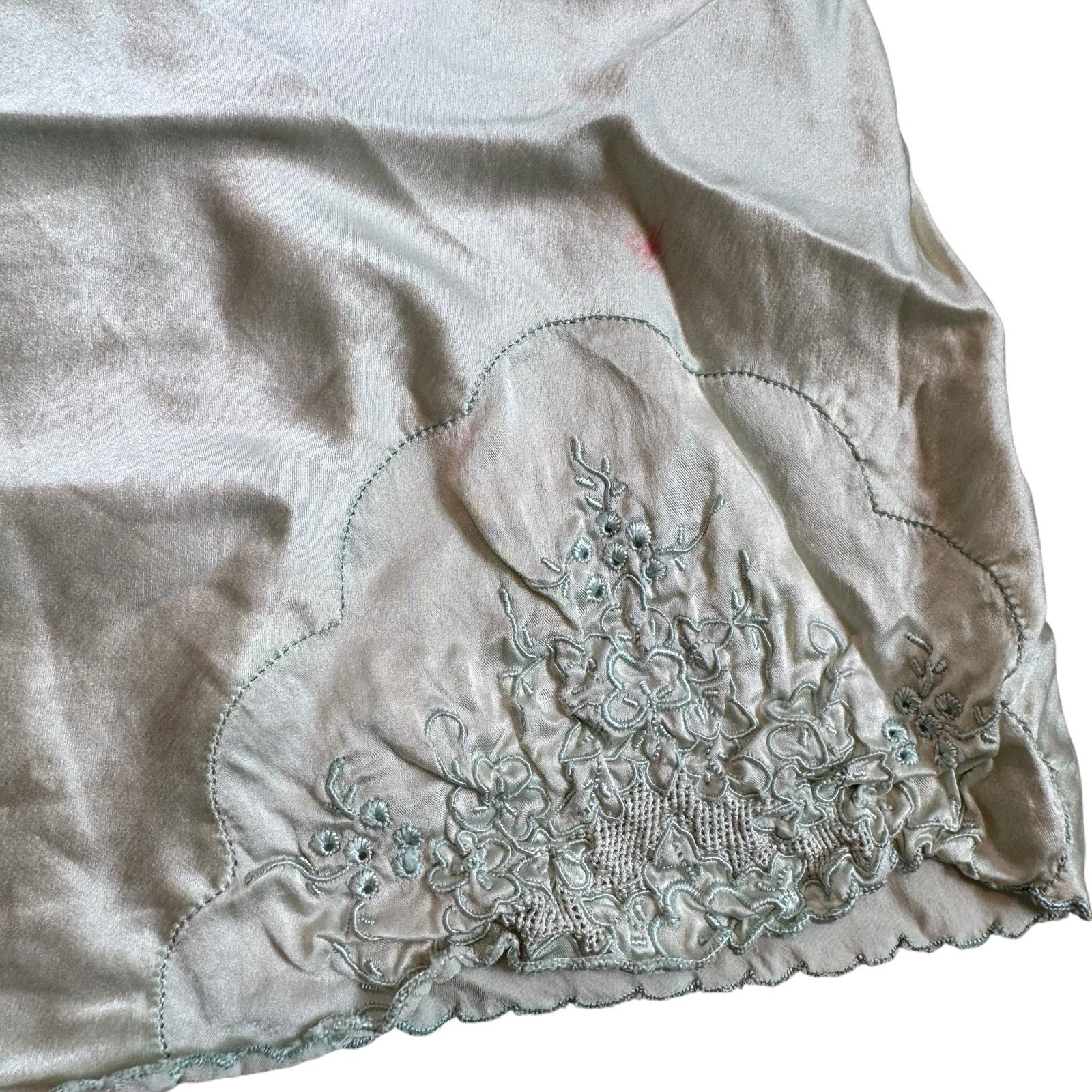 Vintage 1930s tap pants Mint Green lace trim button side 27” waist Floral
