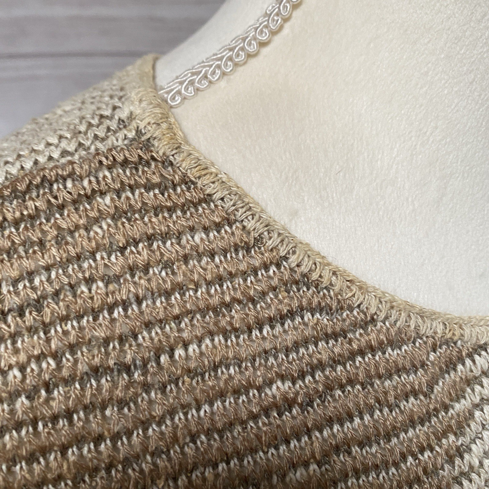 Beldoch Popper Brown Knit Sleeveless Pullover Sweater Vest 70s Elastic Waist