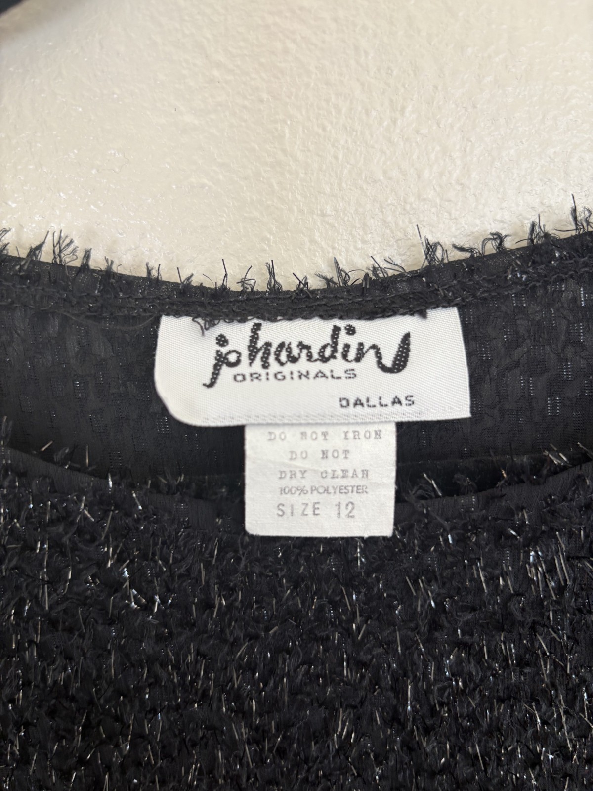 Vintage Jo Hardin Dallas black textured blouse size 12 excellent condition
