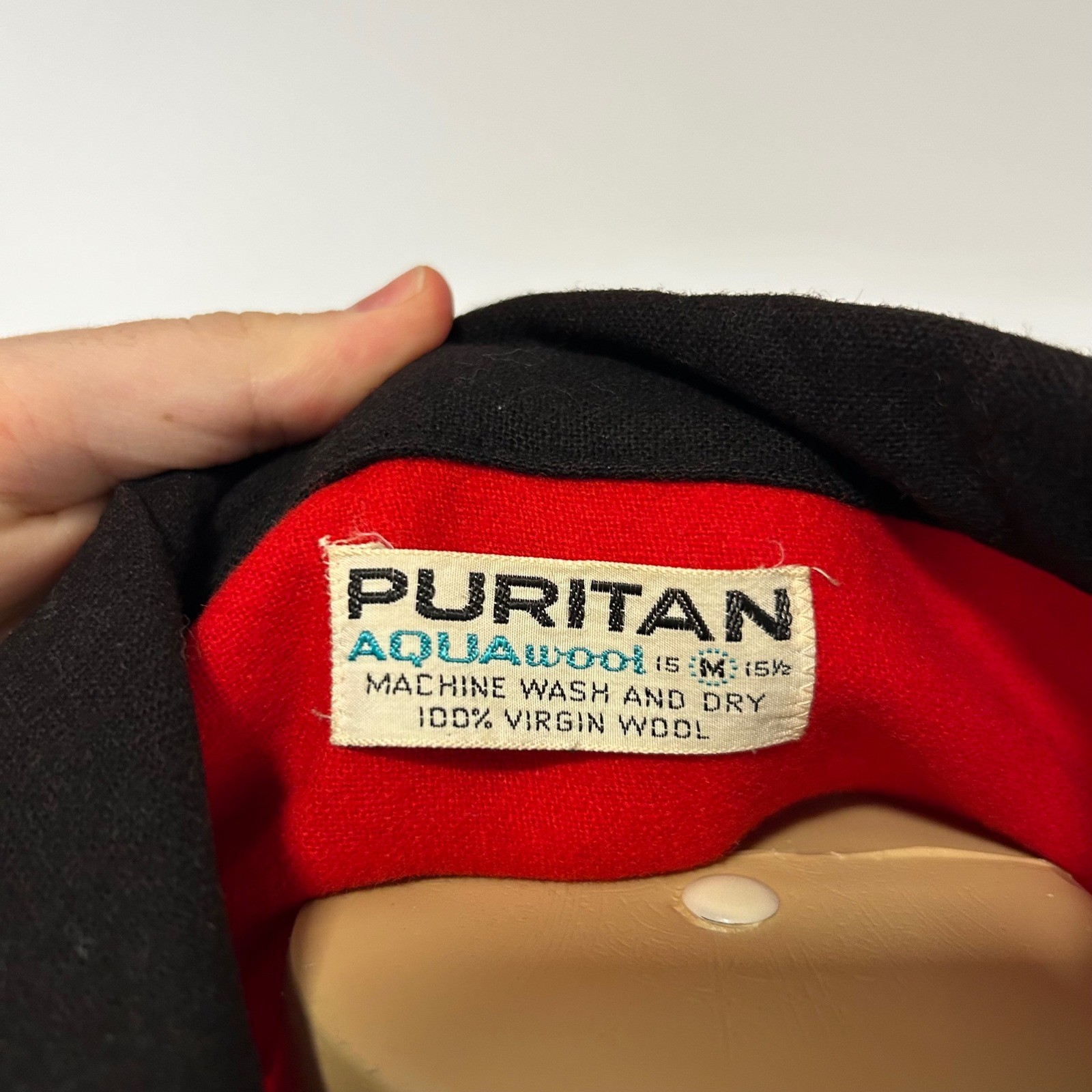 Vintage Puritan Aquawool Red Virgin Wool Button Front Jacket Striped Size M
