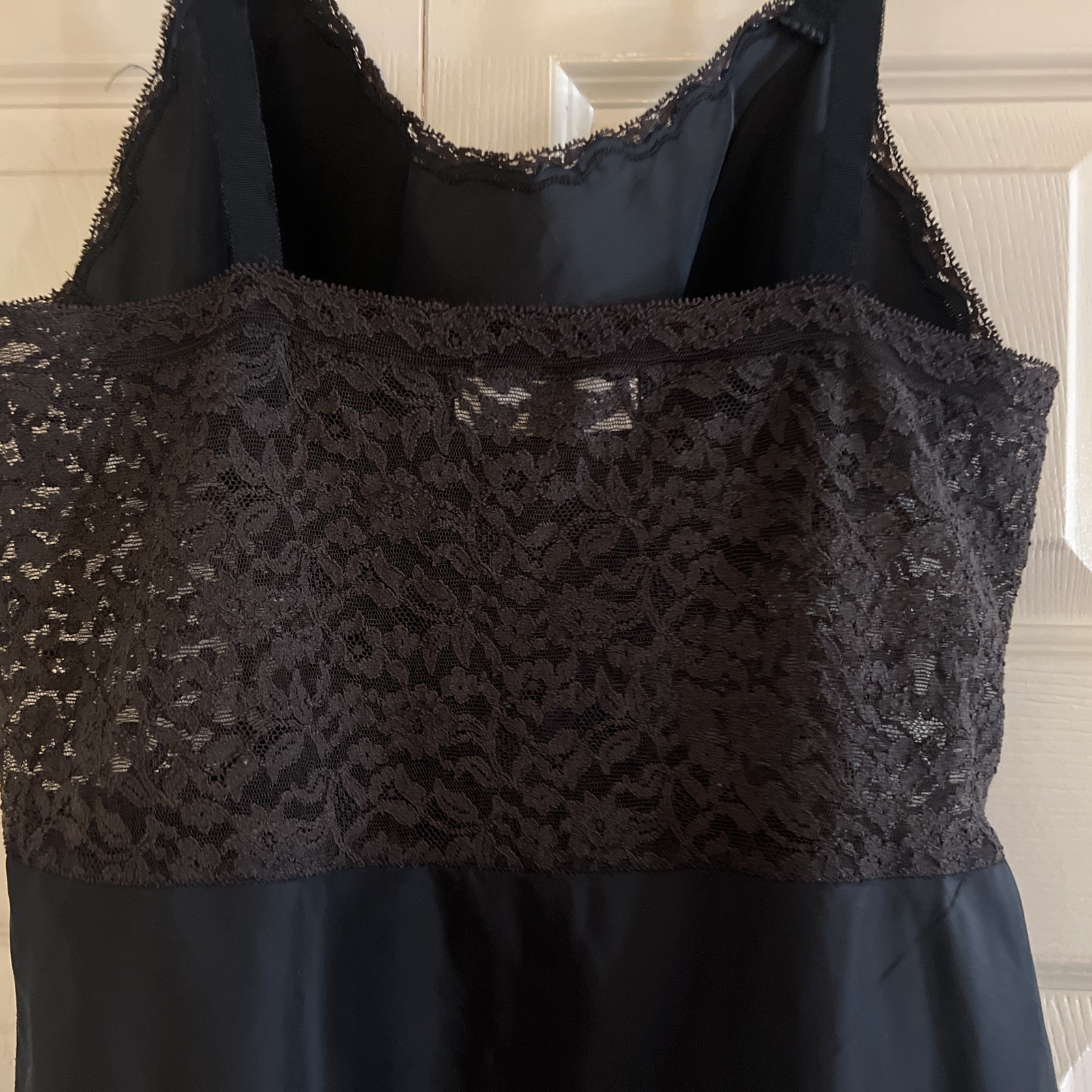 1950’s BARBIZON CONTURA Tafredda Full Slip Black W/ Stretch Lace Size 14